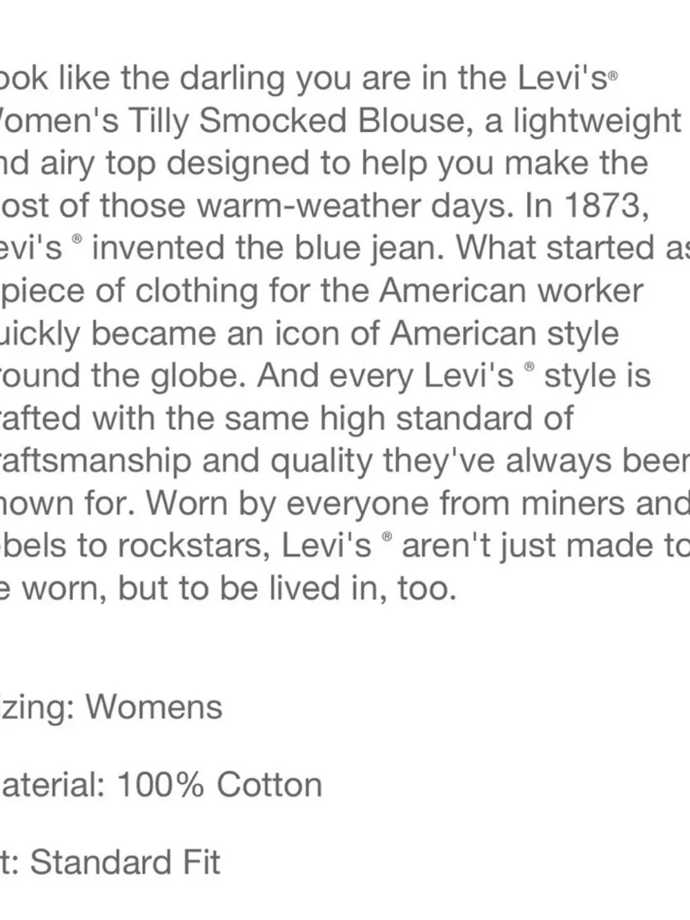 NWT Levi's Women's Tilly Smocked Blouse in Starburst Cool Dusk sz Large (d1) - Picture 3 of 6